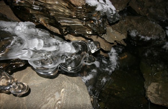 big icicles in cave