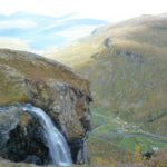 mountains and waterfall