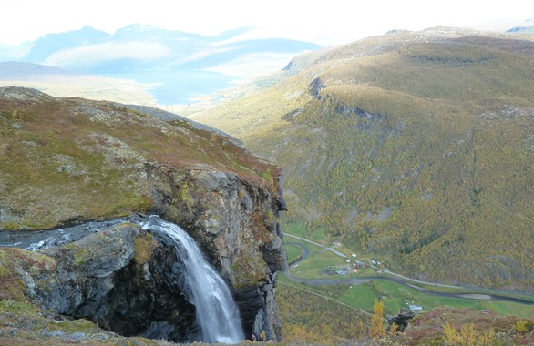 mountains and waterfall