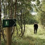 man walking on forrest trail