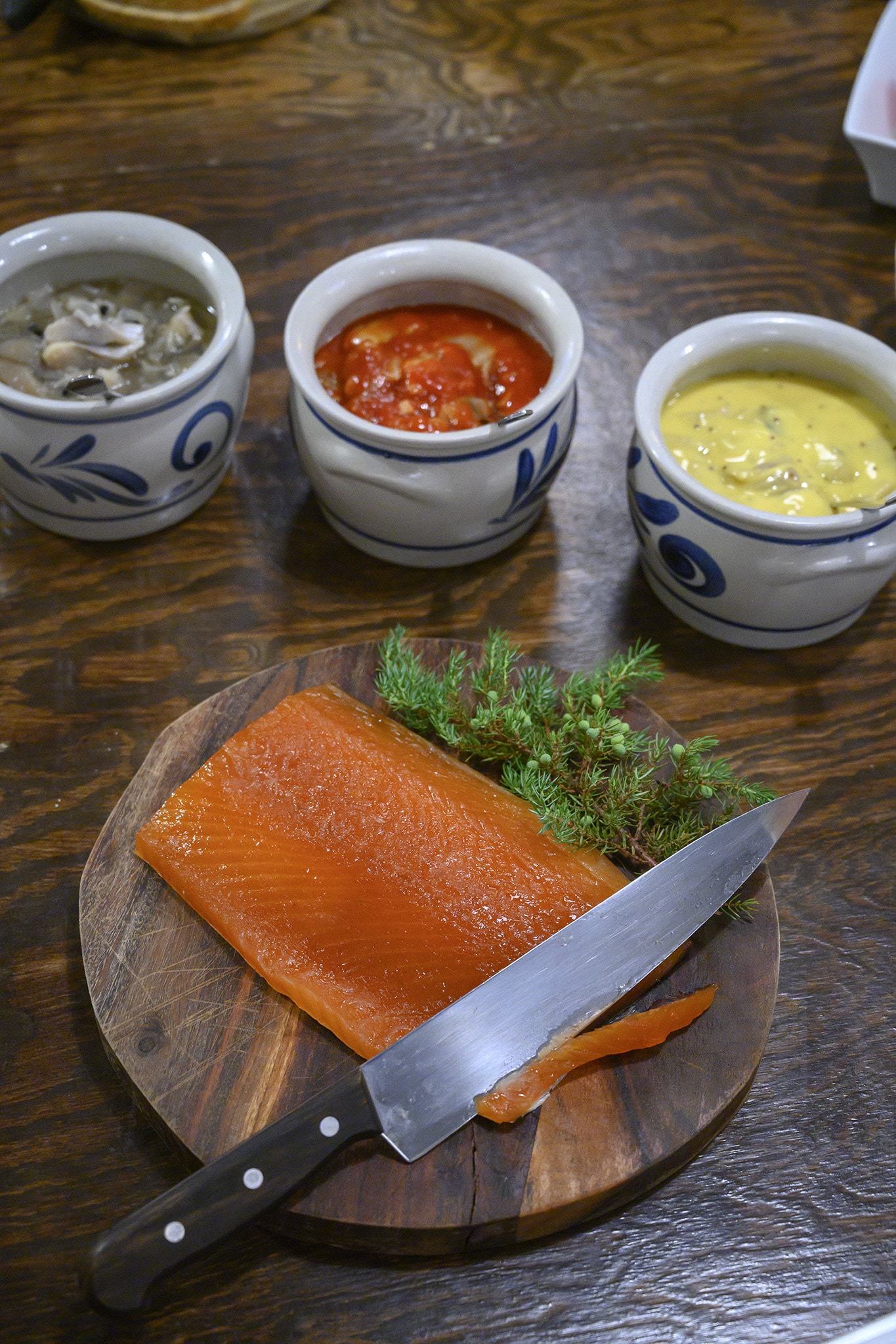 Old Sami food tradition on the breakfast table, from our own smokehouse!